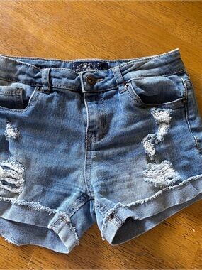 Lucky Brand Girls Size 12 Distressed Denim Shorts Cuffed Hem Light Wash Summer.”